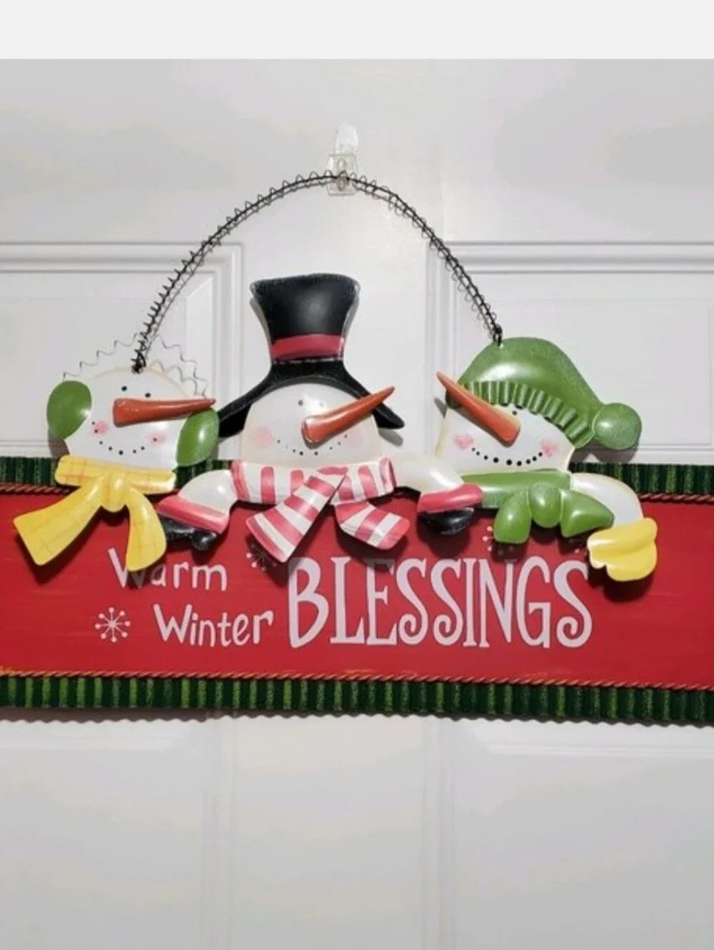 Warm Winter BLESSINGS Snowman Metal Wall Hanging